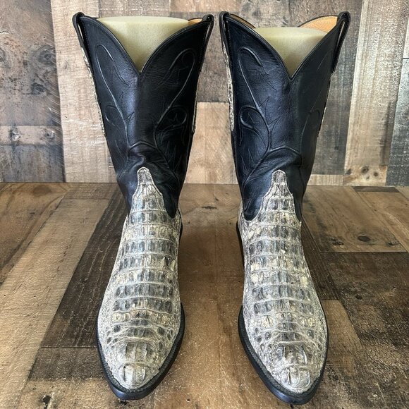 Lucchese Classics Handmade Natural Alligator Western Cowboy Boots Mens 12.5 D - Picture 1 of 12
